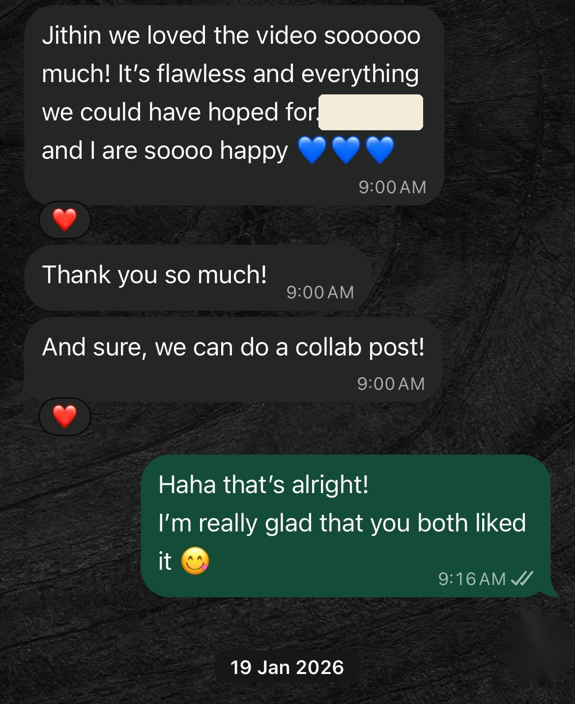 A message from a client