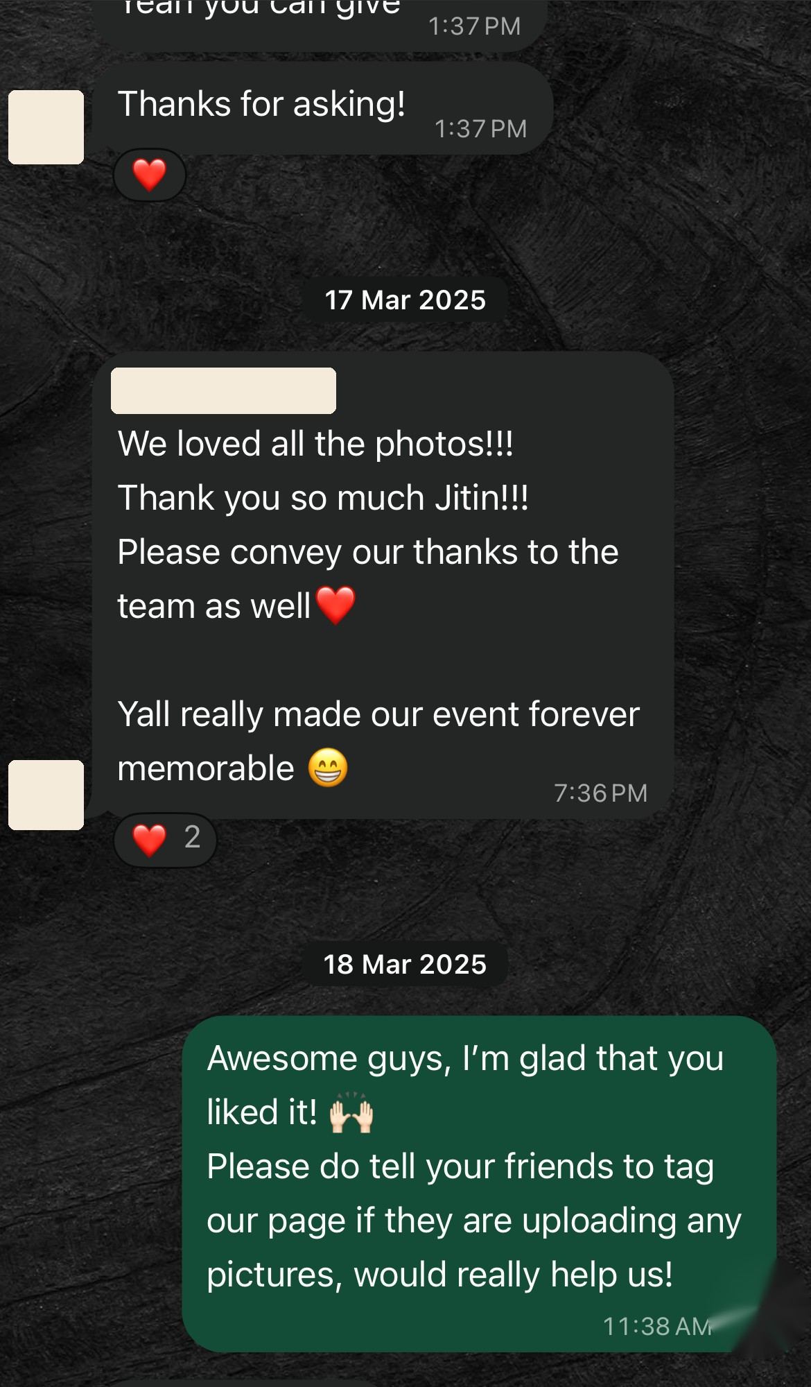 A message from a client
