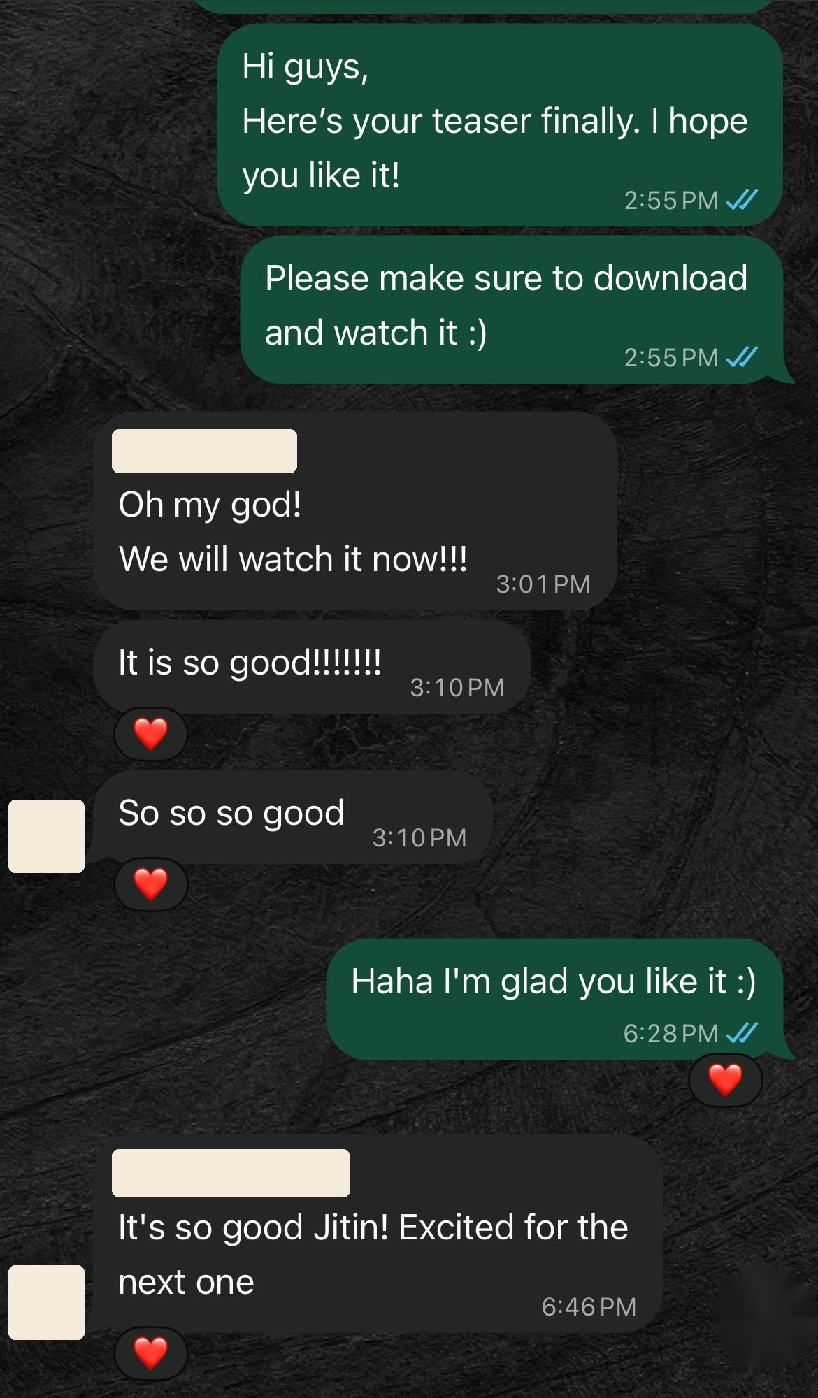 A message from a client
