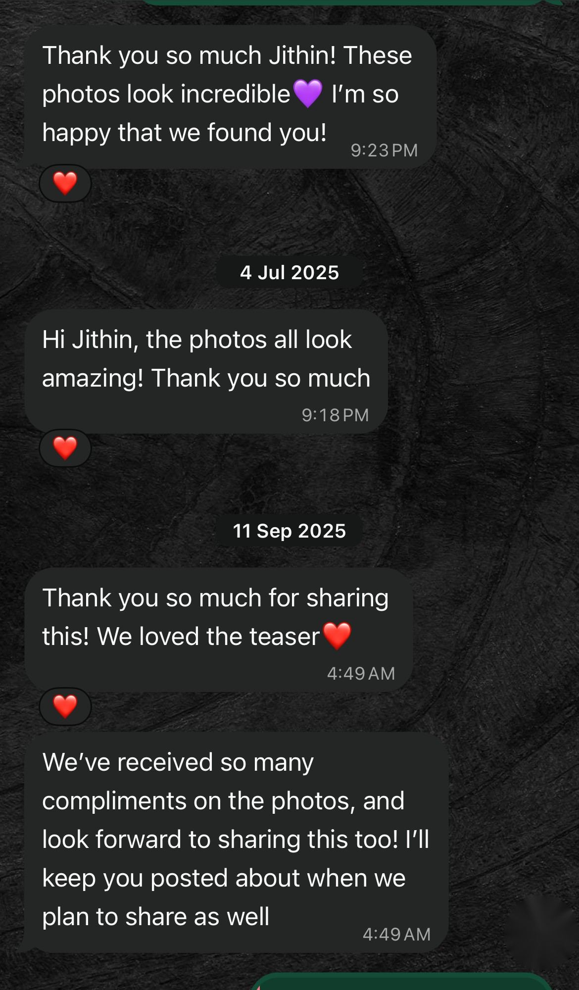 A message from a client