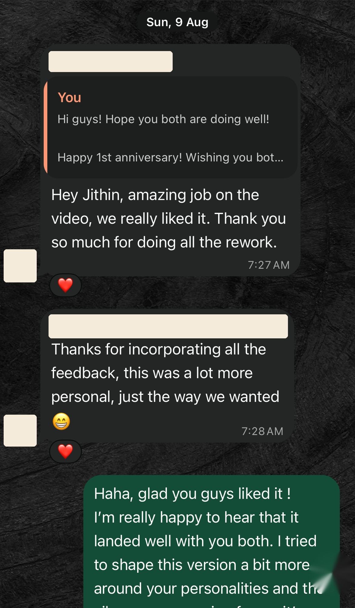 A message from a client